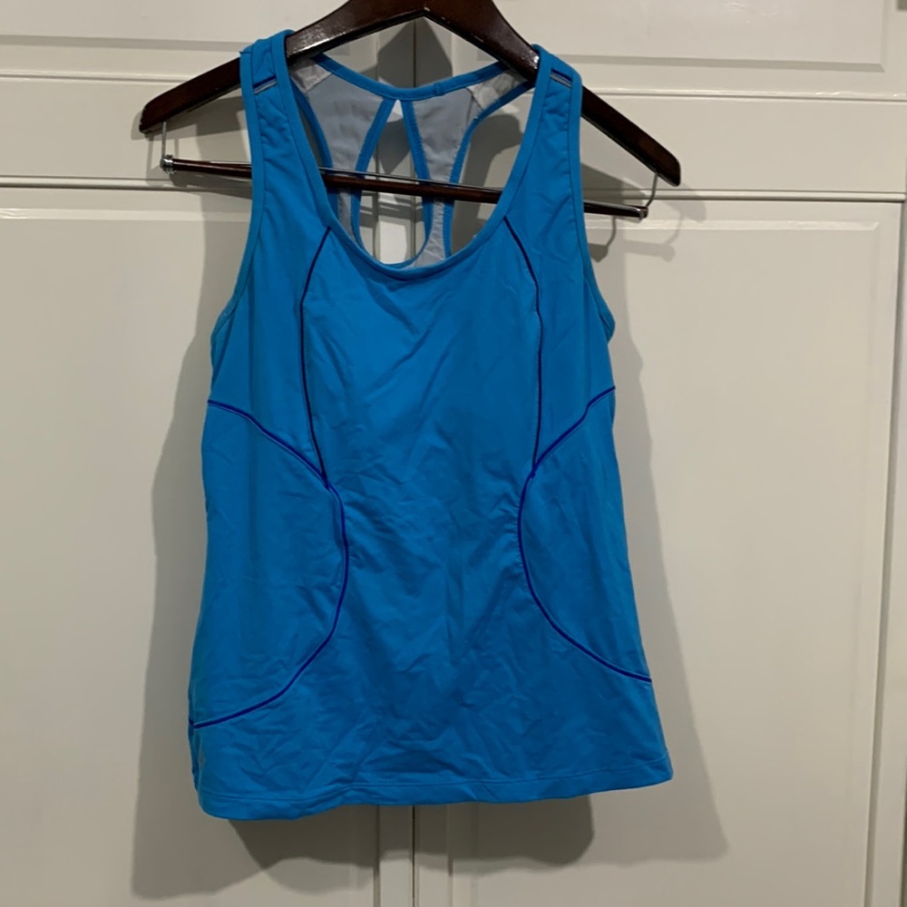 Athleta Energy running blue tank Large racer back